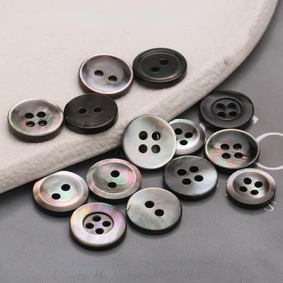 10Pcs 10/11.5Mm Natural Shell Sewing Buttons Black Mother Of Pearl Round Shell Thin Edge Button For Diy Shirt Cuff Accessories