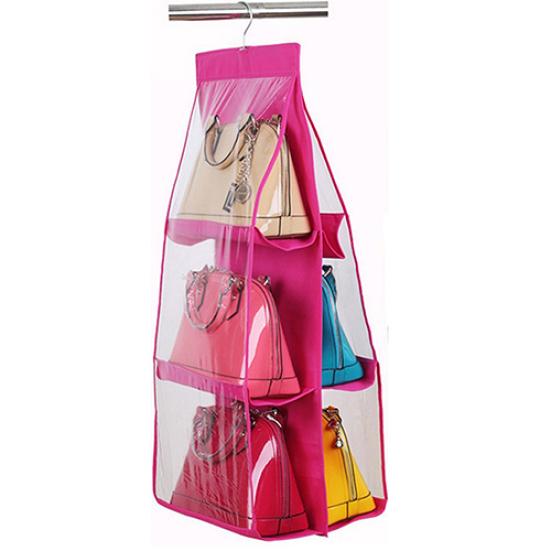 6Pockets Hanging Handbag Purse Bag Tidy Organizer Storage Wardrobe Closet Hanger