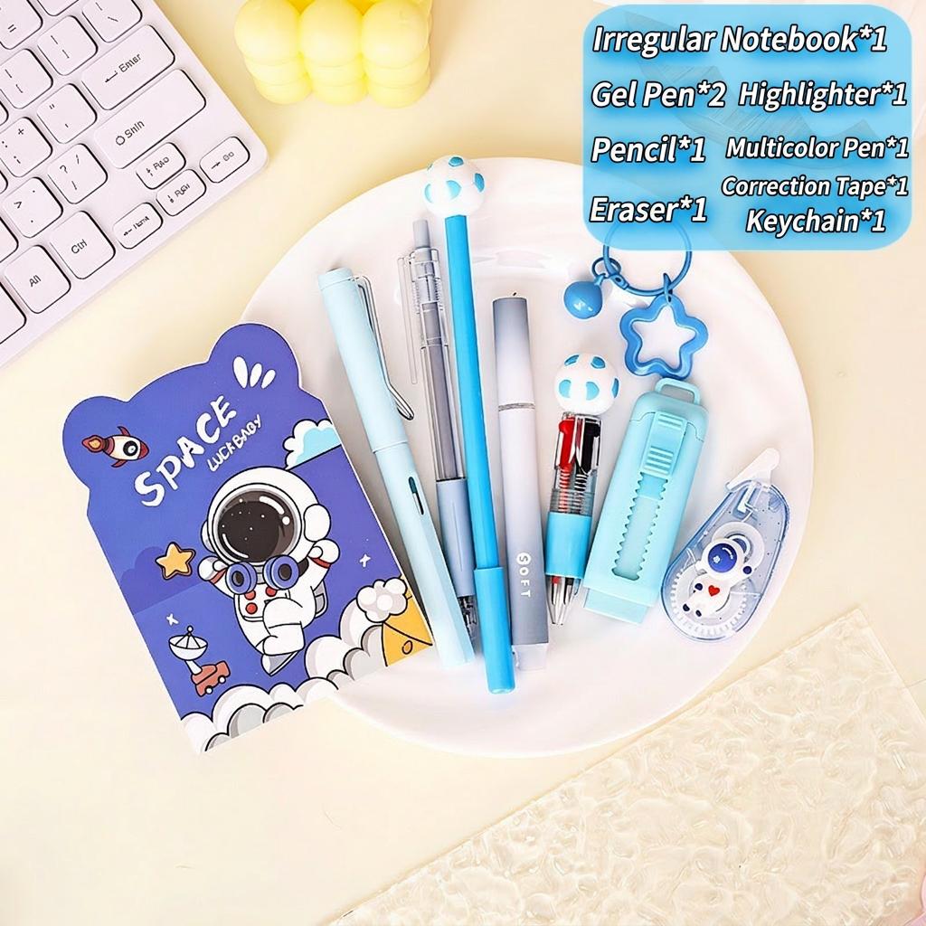 9pcs/Set Cute Stationery Set Multiple Colors Daily Writing Supplies For Students, Ideal Gift For Holidays Birthdays Class Event