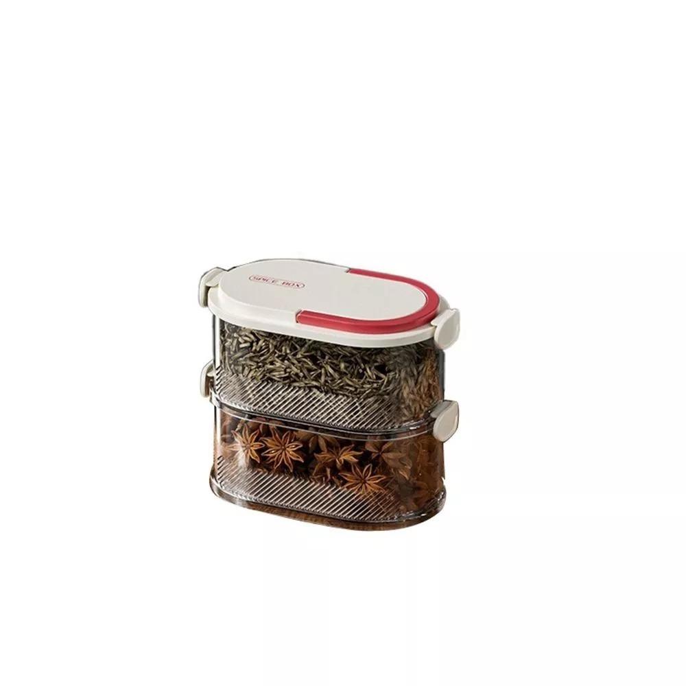 New Stackable Seasoning Box Set Space-saving Design Portable Storage Box Kitchen Dual Layer Sealed Box