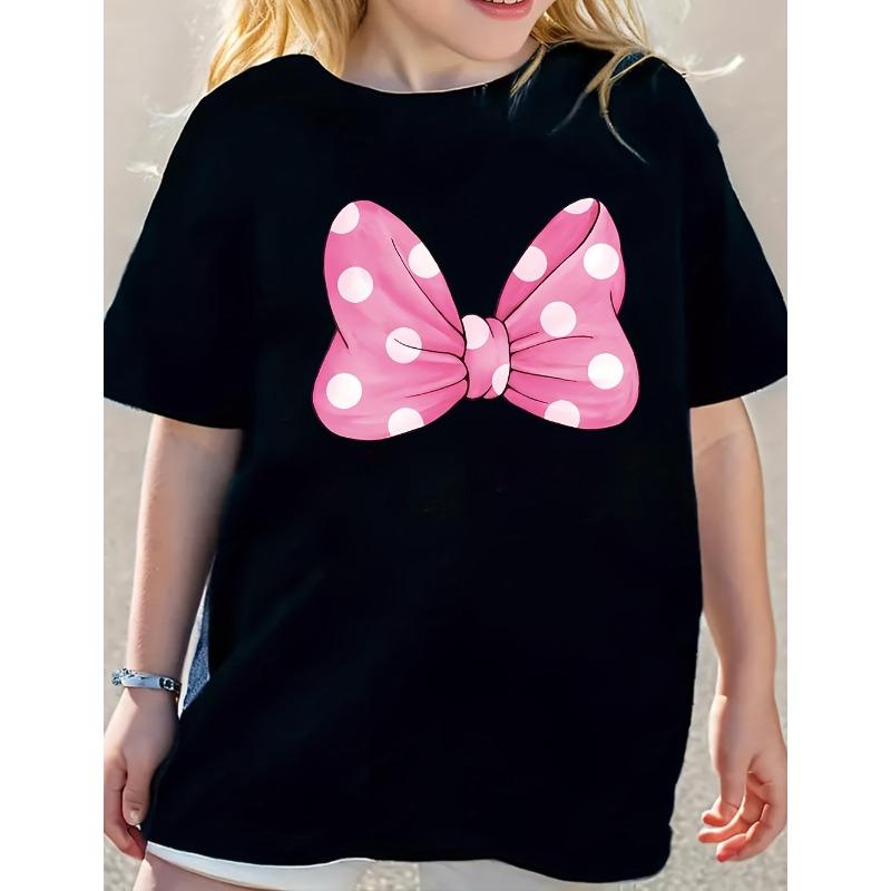 Cute And Playful T-Shirt for Girls with a Bow Tie Design 110 чёрный