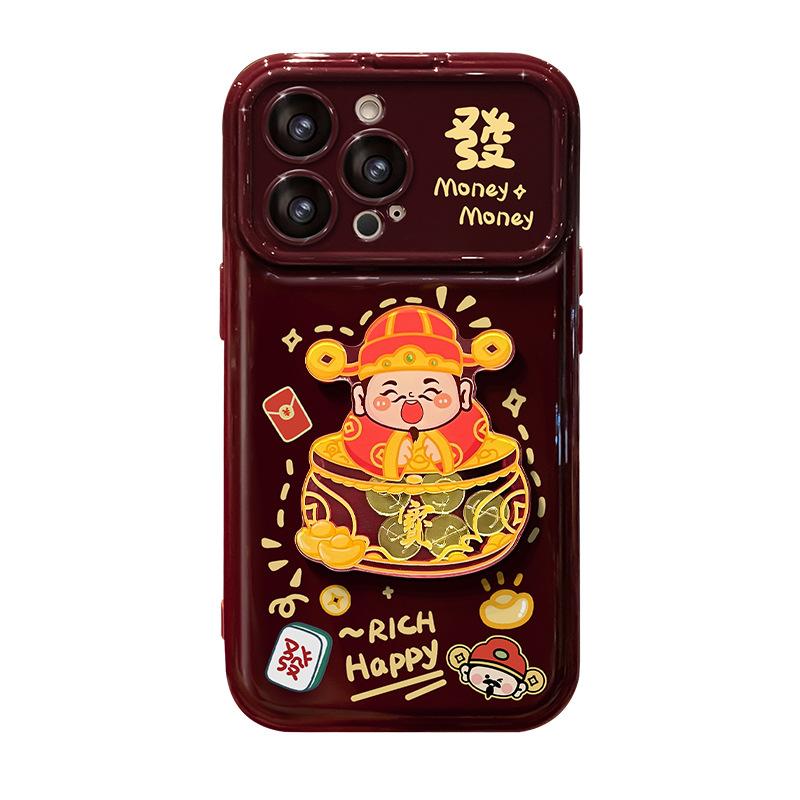 God of Wealth lucky bag lanyard suitable for Apple 11PRO large window mobile phone case Huawei OPPO Xiaomi VIVO soft silicone X
