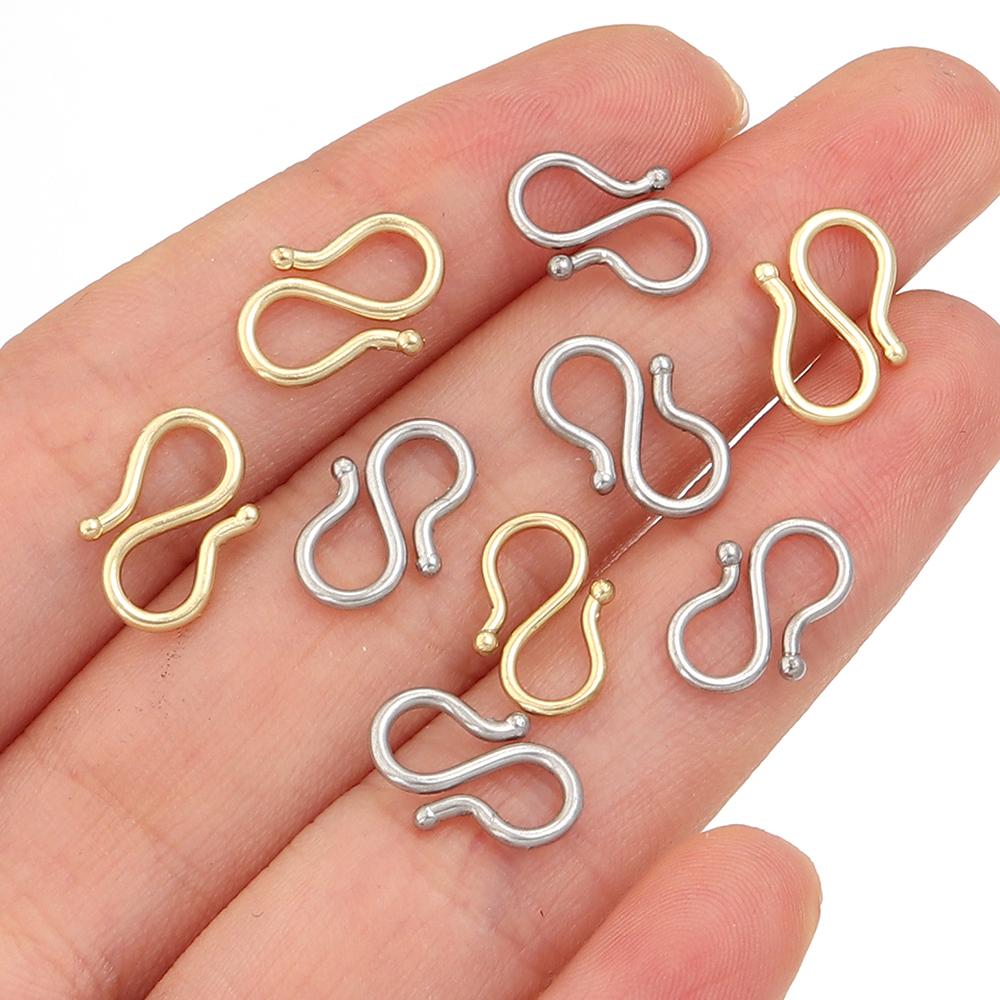 20pcs Stainless Steel S Shape End Clasps Hooks Necklace Bracelet Clasps Connectors For DIY Jewelry Making Accessories Supplies