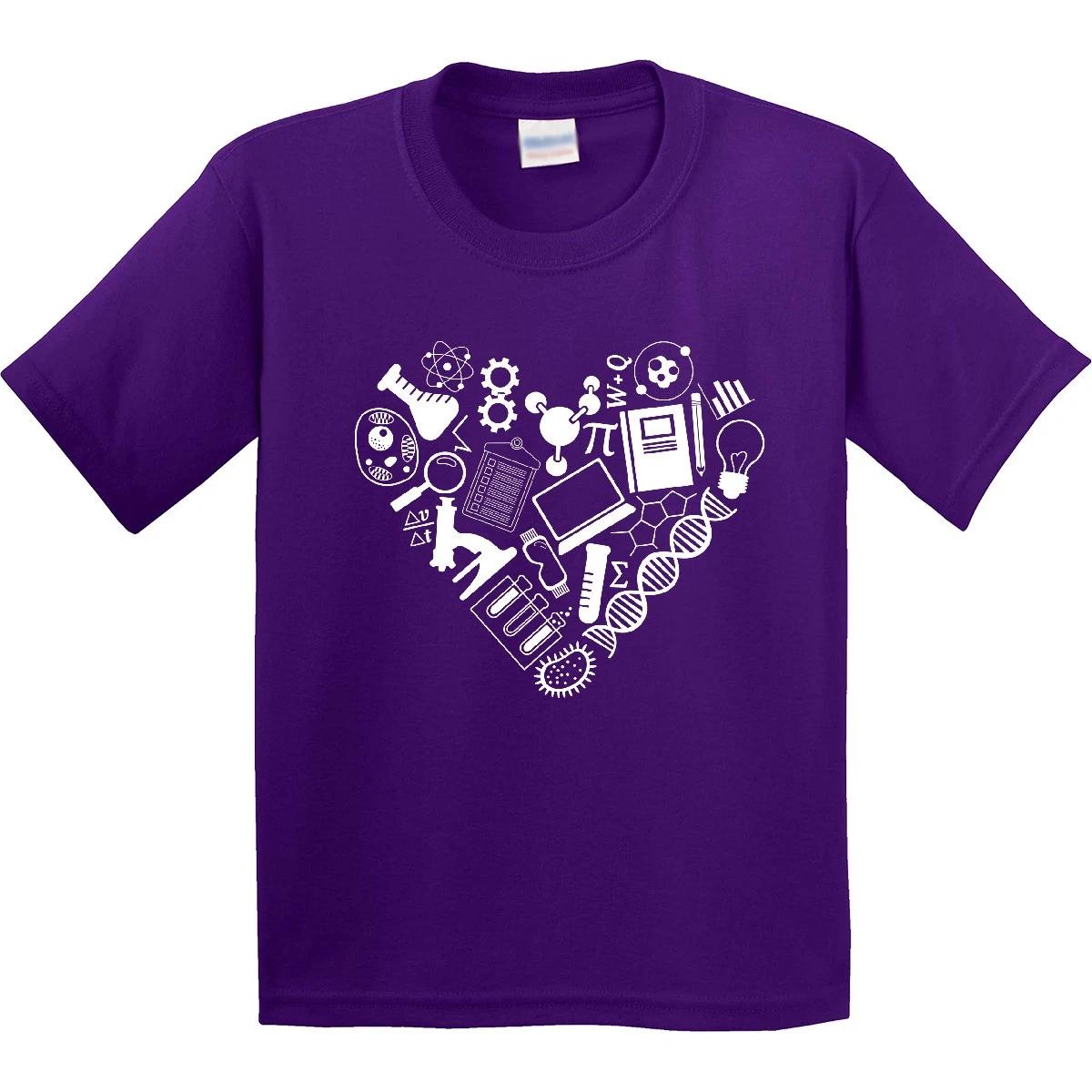 Inktastic Science Heart Beaker, Book, DNA And Microscope Youth T-Shirt Shape Tee 100