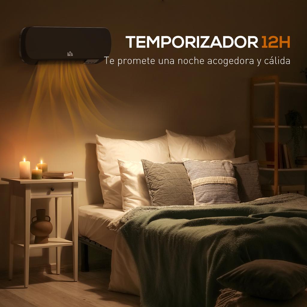 Electric Wall Heater 1000W/2000W Stove with LED Display and Remote Control 45x18.6x11.5 Cm Black