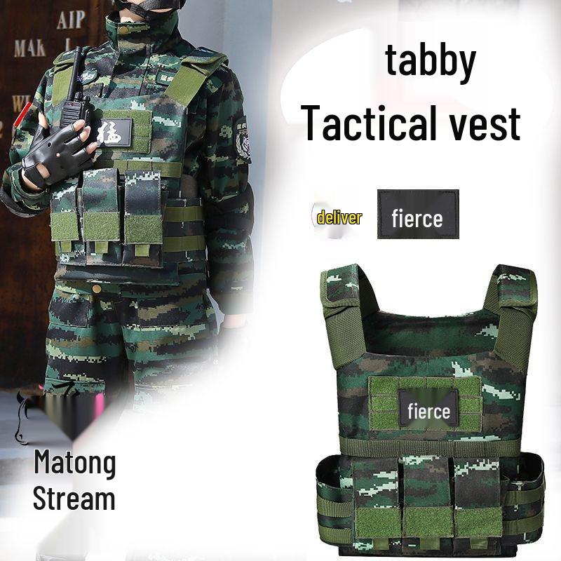 Costume da gilet tattico mimetico per bambini - Uniforme militare con stampa a strisce di tigre COS Gear.