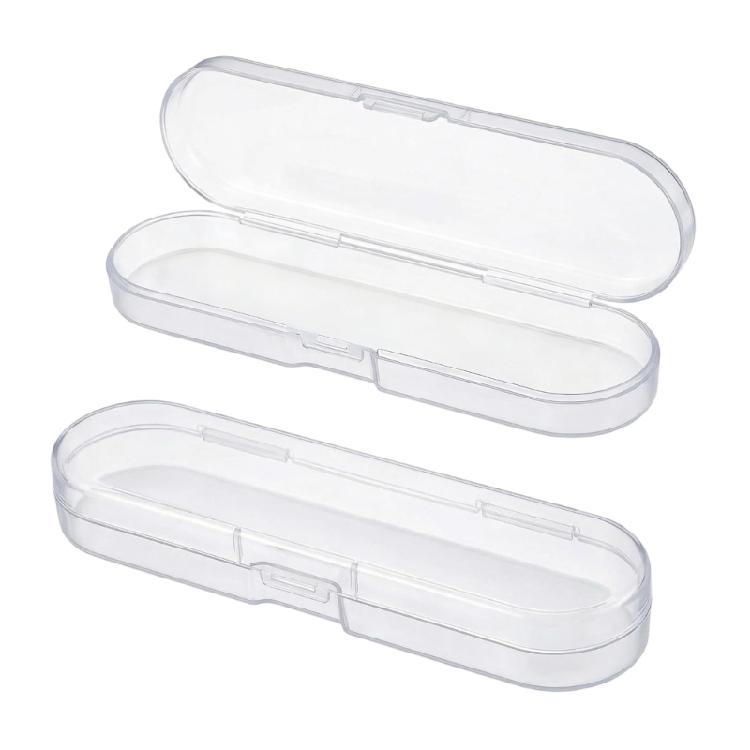 

Set Of 2 Clear Storage Containers Plastic Pencil Case Transparent Stationery Organizers for Paint Brushes 1