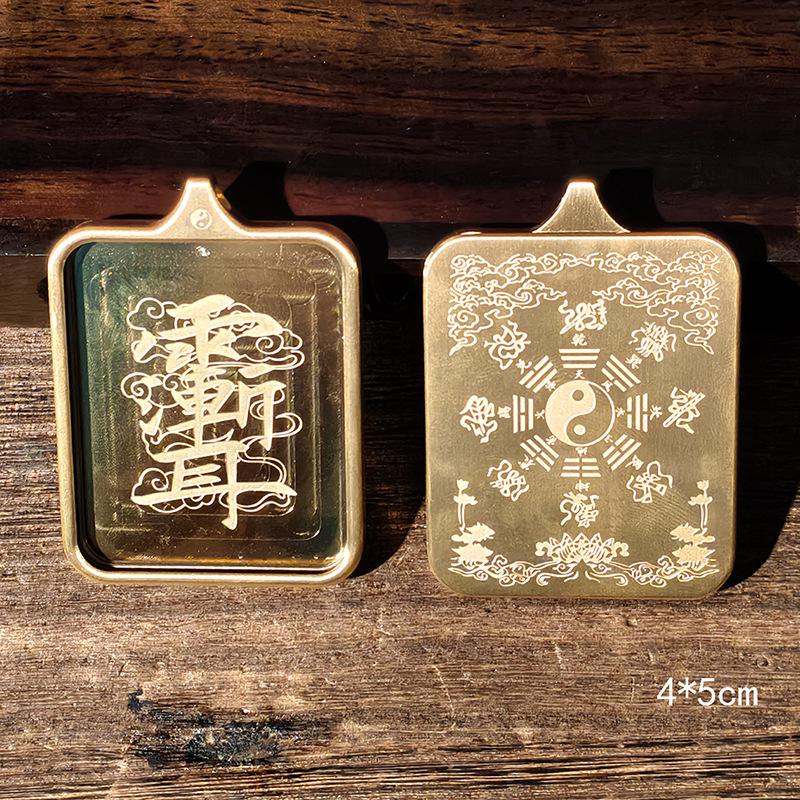 Ciondolo in Acciaio Titanio Thangka Tibetano: Scatola per Gu, Monofacciale/Bifacciale, Oro/Argento, Guscio Amuleto del Buddha Benming