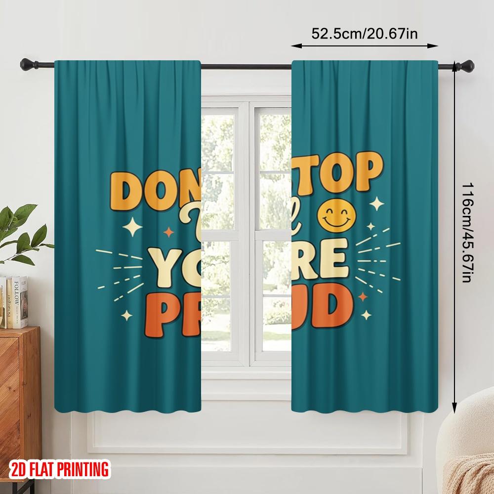 2pcs 2D flat printing Curtains Motivational Quote Fabric Without Electricity Seasonal Party & Holiday Decor for Holiday Decor