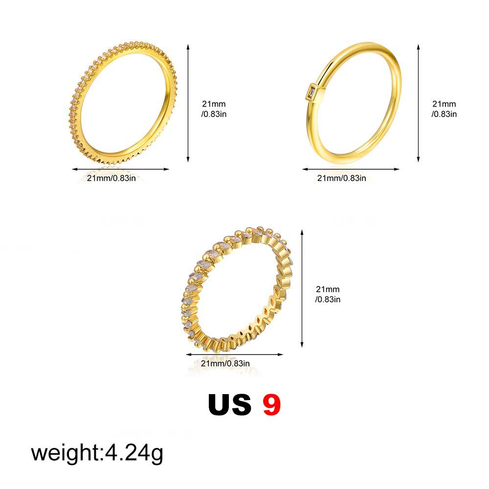 Elegant Gold Plated Zircon Ring Set for Women Stackable Fashion Jewelry Gift for Party Wedding Anniversary