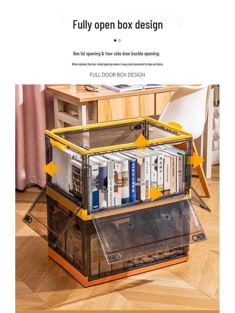 Foldable Transparent 5-Door Storage Box for Clothes, Quilts, Books, and Toys