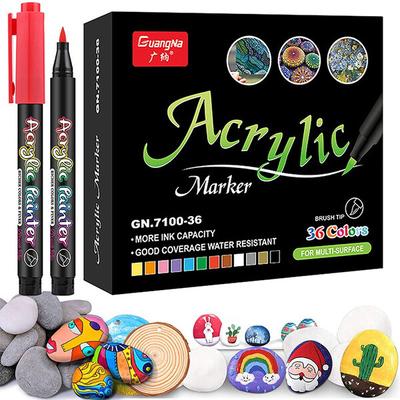 Acrylstift, Acrylpinsel-Markierungsstifte für Stoff, Leinwand, Kunst, Felsmalerei, Stein, Kartenherstellung, Metall und Keramik, 12/24/36 Farben