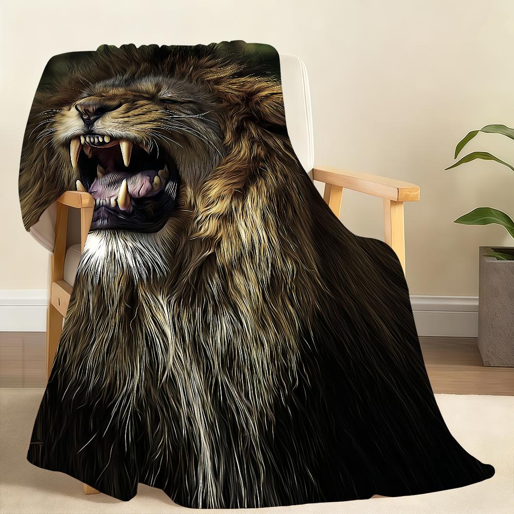 Lion Pattern Blanket Soft Throw Blanket for Home Bedroom Bed Sofa Picnic Travel Office Rest Cover Blanket Gift