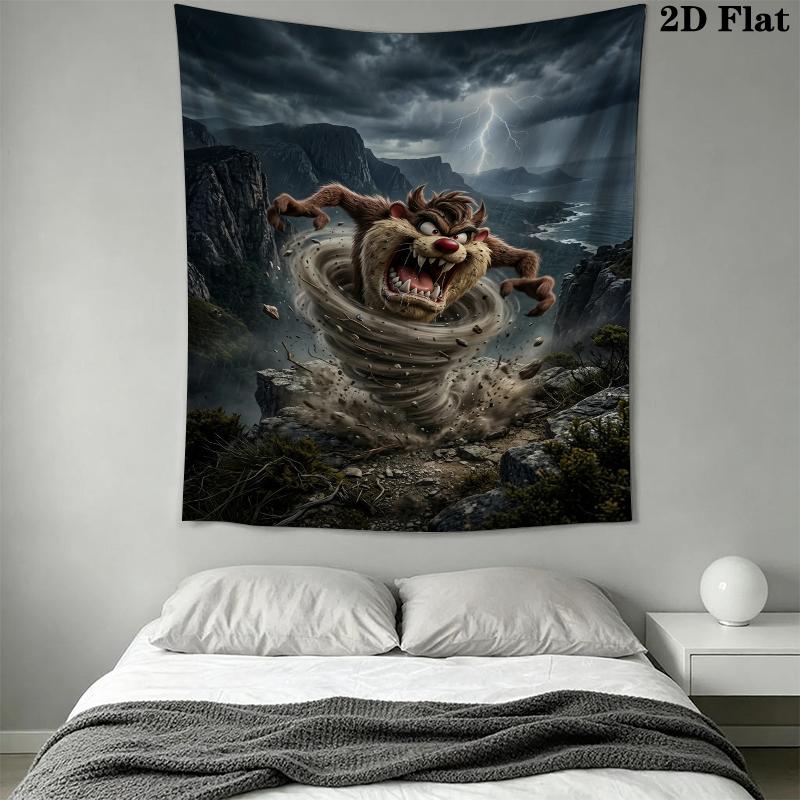 Tazmanian Devil Wall Tapestry Aesthetic Wall Hanging Printed Fabric Blanket Decorative Tapestries for Bedroom Living Room Home Decor