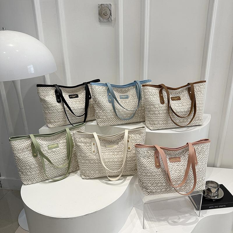 Fresh summer new style fashion design color matching straw woven shoulder underarm bag women