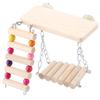 3pcs Wooden Parrot Squirrel Bird Toy Springboard Swing Ladder Cage Accessories
