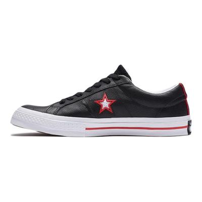 One Star Low Leather Low-Top Canvas Shoes Unisex Black and Red