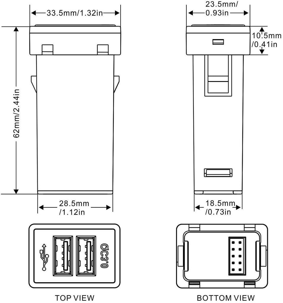 CFT TIME Toyota USB Power Car Dual Smartphone and Tablet for Toyota Alphard Set of A-Type Switch, Ports, Charging, (Green, 2)