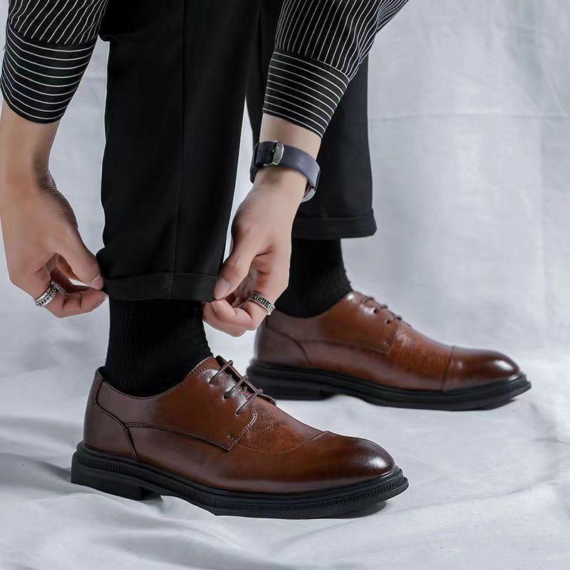Men's leather shoes work light British bright leather heightening dress casual suit leather shoes men