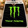 FlaneldeckeMonster Energy Benutzerdefinierter Name Text Personalisierte Weiche Warme Überwurfdecke Heimdekoration Geschenk