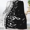 Music Theme Flannel Throw Blanket Piano Pattern Blanket King Queen Full Size for Bed Sofa Couch Music Lover Gift Super Soft Warm
