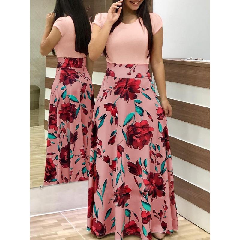 JPNTKY Fashion Summer Spring O-Neck Casual Dresses