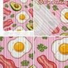 2D FLAT PRINTING 2pcs Curta (Without Rod) Bacon Egg Avocado Delight Modern Curta&Window Treatment Prints Light Filtering
