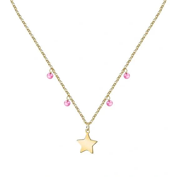 La Petite Story Collana in Acciaio Tono Oro con Zircone Fucsia LPS10ARR06 Per Donna