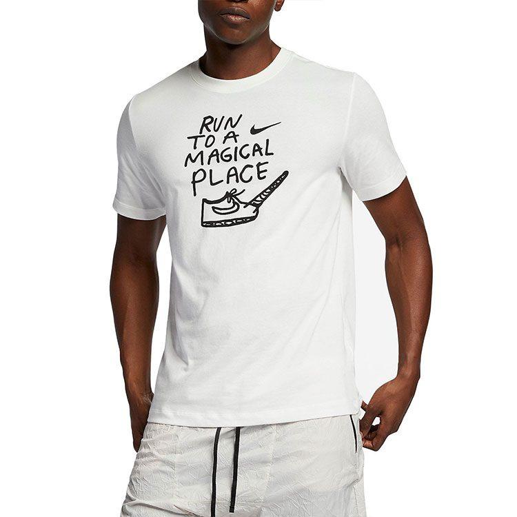 Nike T Shirts Men's White Crew Neck Moderate Straight Fit AO0650-133