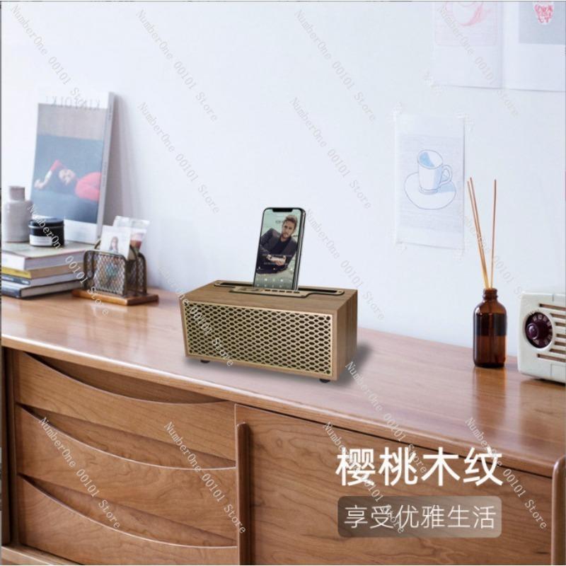 Retro Wooden Bluetooth Speaker with High-Volume Subwoofer Output,Portable Outdoor Music Player Campin,Reading Home Desktop Setup