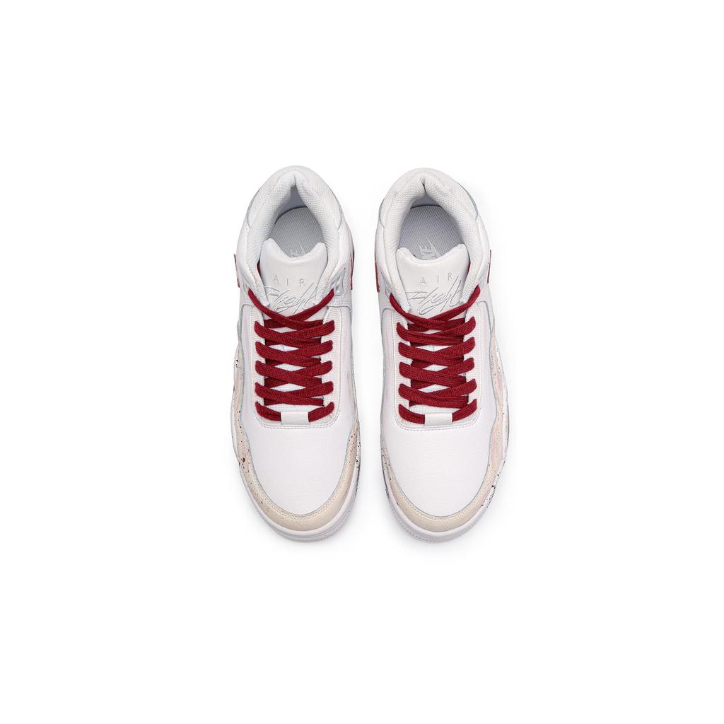 Nike Flight Legacy Thorn Rose Slip Resistant Abrasion Resistant Mid Top Vintage Basketball Shoes Unisex White Red BQ4212-101(Team196-)