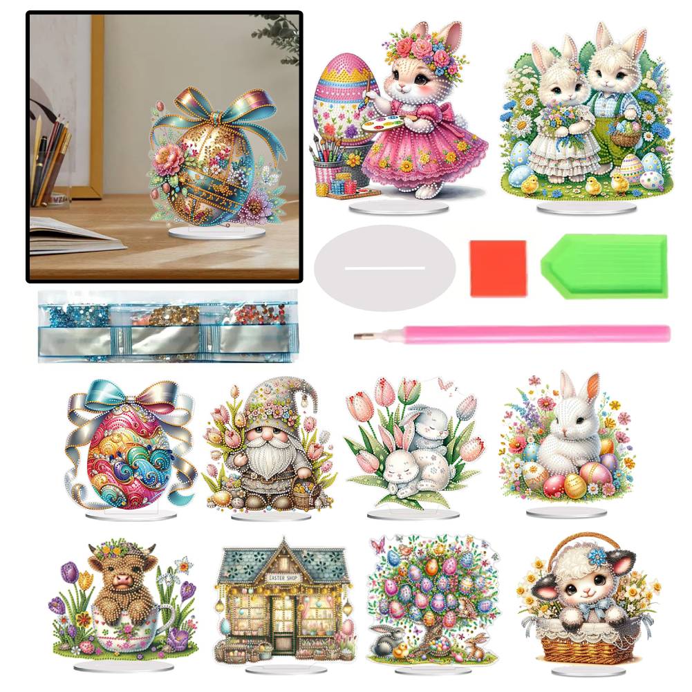 Acrylic Yak Diamond Painting Tabletop Ornaments Kit Desktop Diamond Art Kits Rhinestones Desktop Ornaments for Home Office Decor