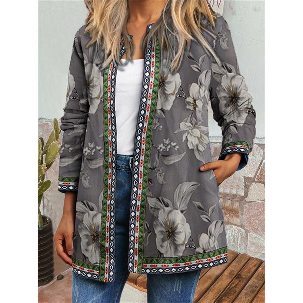 

GMXIA осень зима винтажный этнический стиль принт большой размер куртка кардиган женская одежда XXXXXL
