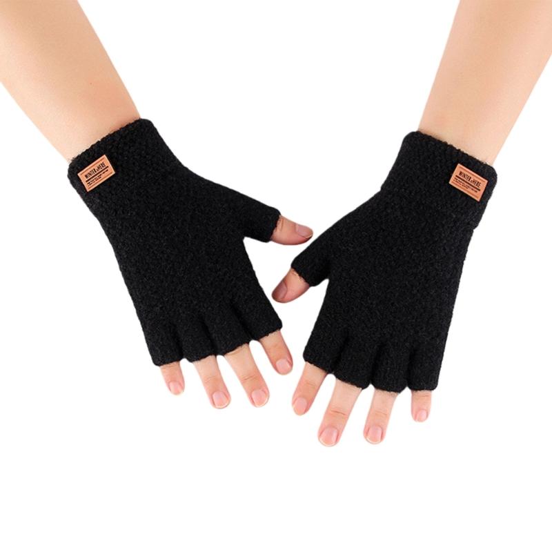 Thick Knitted Fingerless Gloves For Men Cold Weather Cycling Outdoor Activity Warm Thermals Protection