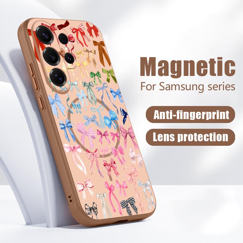 Buntes Schleifenmuster Magnetische Hülle Für Samsung S26 Ultra S25 Edge S24 FE S23 S22 Plus A54 A15 A35 A55 A16 A36 A56 A17 A37 A57 5G Mattes Cover