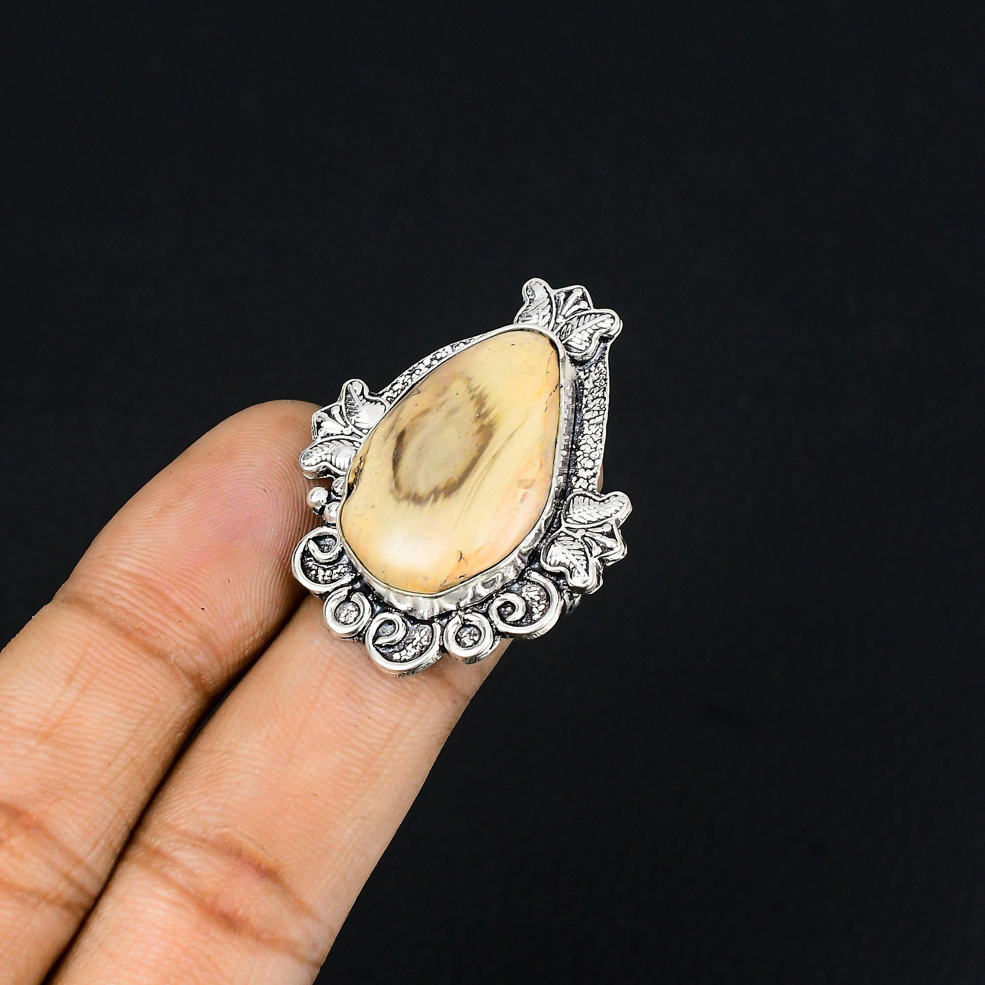 Sisters Day Deal Imperial Jasper Stone 925 Silver Boho Promise Ring Jewelry US 6 6