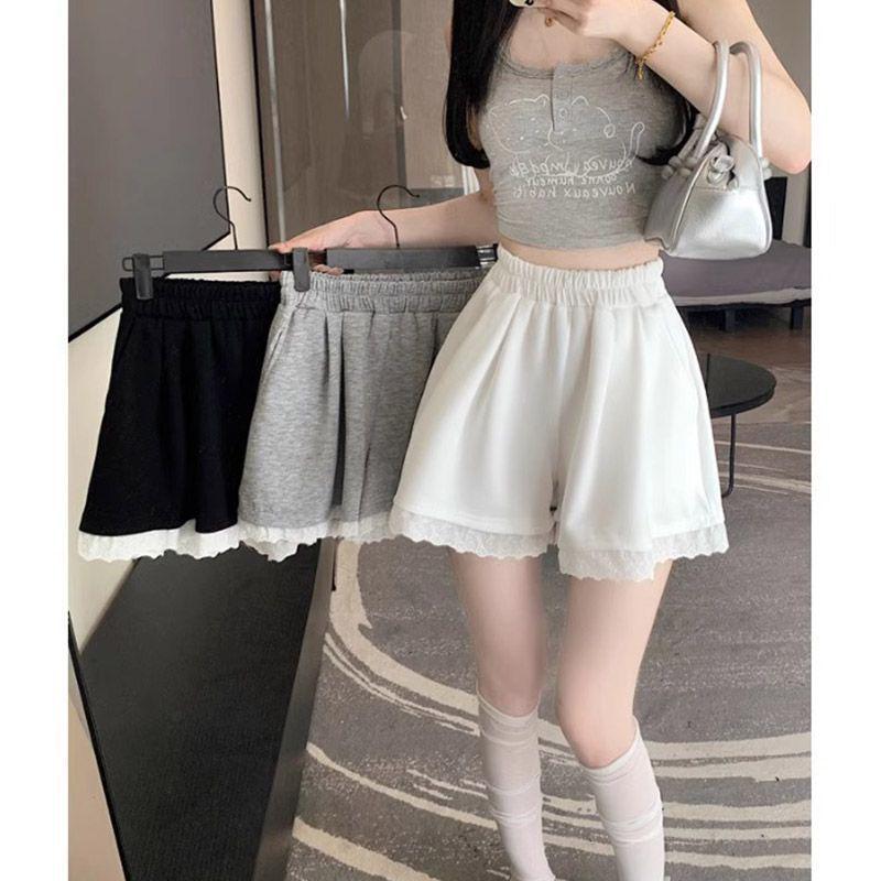 2025 Summer Women's Embroidered Pleated Elastic Waist Wide-Leg Pants