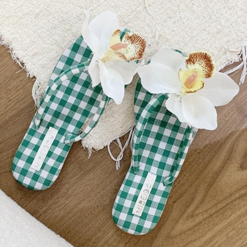 Fashion Detachable Butterfly Orchid Decoration Flat Slippers Women Sexy Clip Toe Flip Flops Elegant Comfort Hawaiian Vacation Beach Shoe