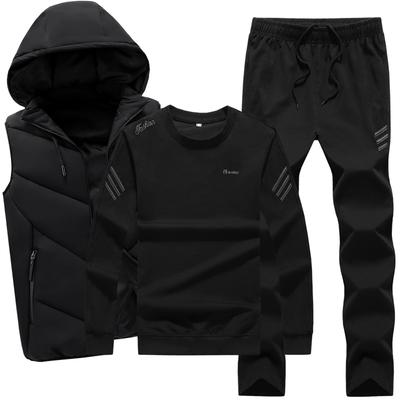 Mode Herbst Winter Männer Sporting Anzug Hoodie Weste + Sweatshirt + Hose Sportswear Set Trainingsanzug Für Männer