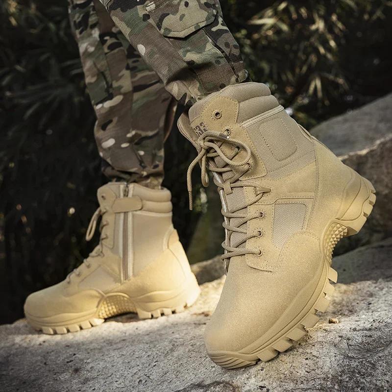 Men Tactical Boot Outdoor Male Combat Hiking Shoes Casual Special Force Desert Military Unisex Non-Slip Ankle Work Safety Shoes