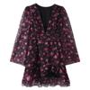 Womens V-Neck Floral Print Ruffle Dress 2026 Loose Fit Long Sleeve Mid-Length