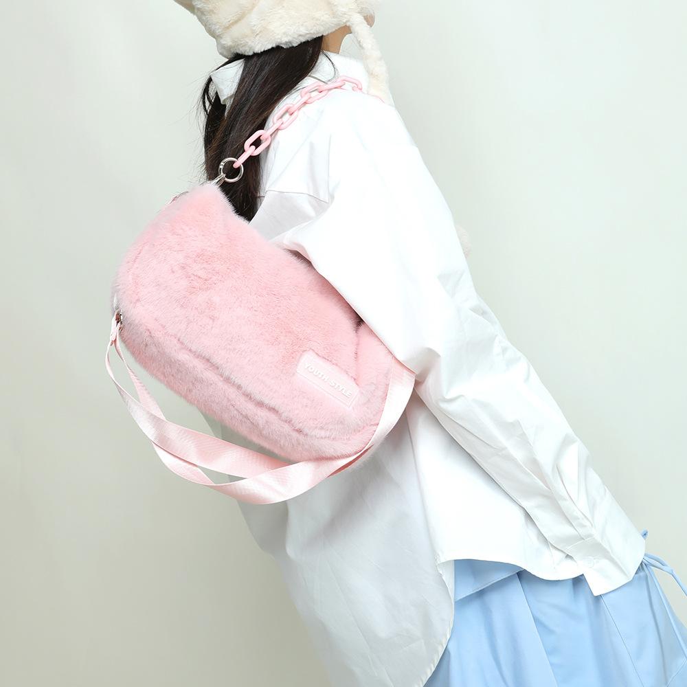 Autumn and winter bags women's high-end plush bags fashion chain messenger bags Boston pillow fluff bags