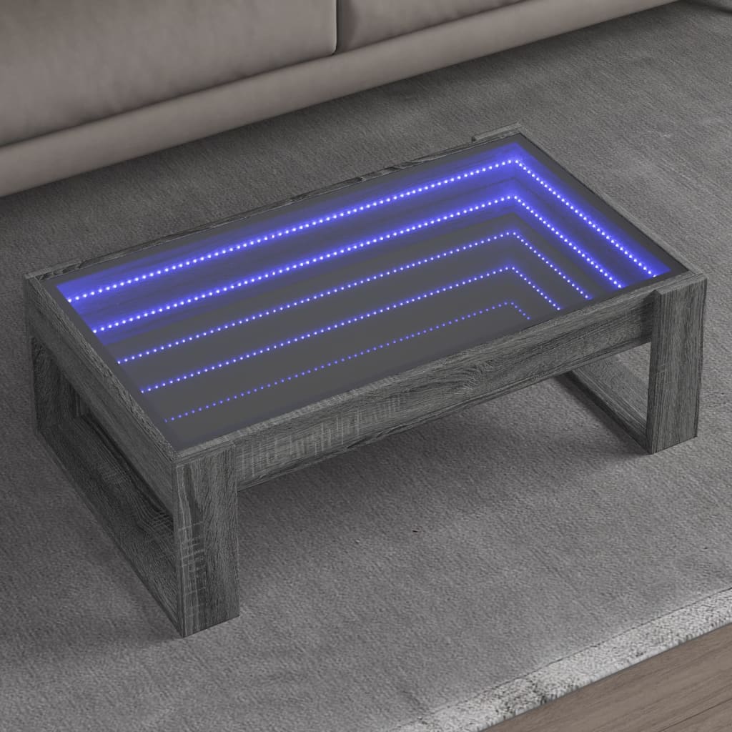 Infinity LED Coffee Table In Grey Sonoma 90 X 53 X 30 Cm