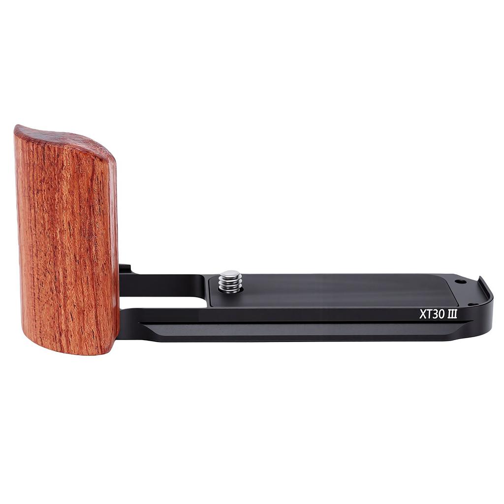 Hand Grip L Bracket Fit for Fujifilm XT30III Camera Aluminum Quick Release Plate with Wood Grip 1 4 Inch Thread Hole