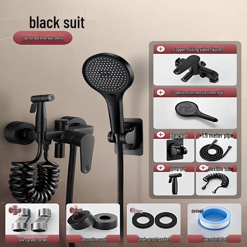 German Style Wall-Mounted Brass Shower Set