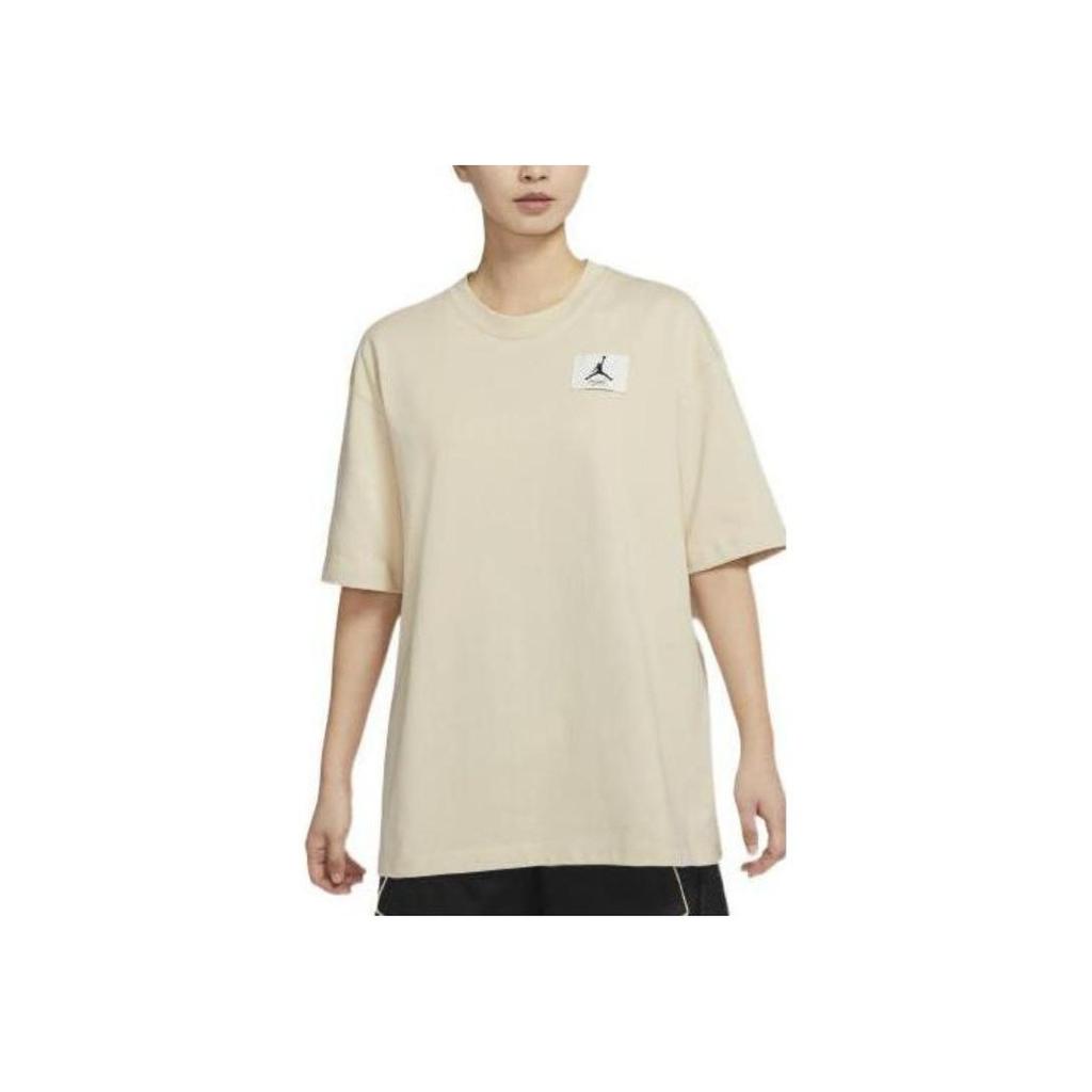 Jordan Solid Color Crew Neck Logo Patch Short Sleeve T-Shirt Women Tops Beach-Yellow DD7058-234