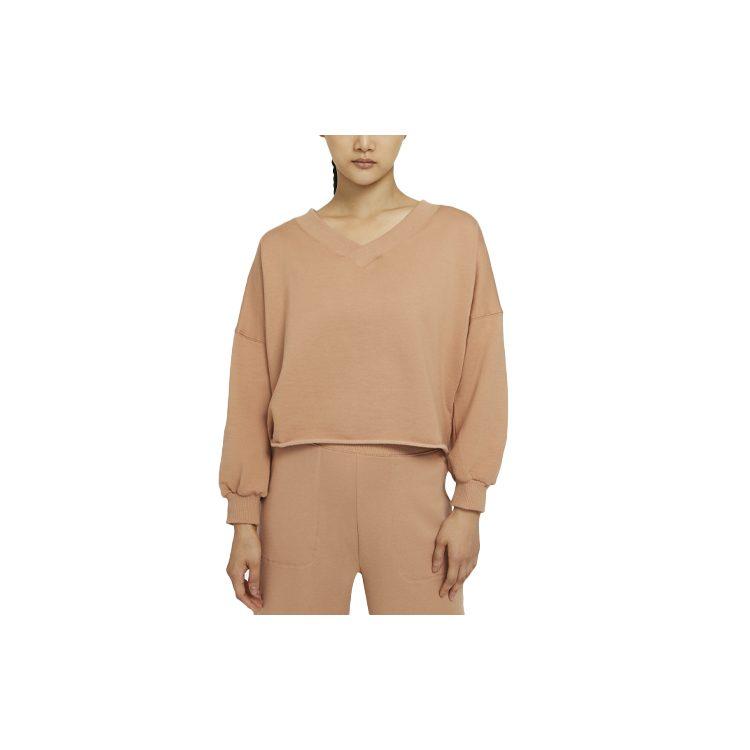 Nike Sweatshirts Women's Brown V Neck Moderate Regular DA0773-288