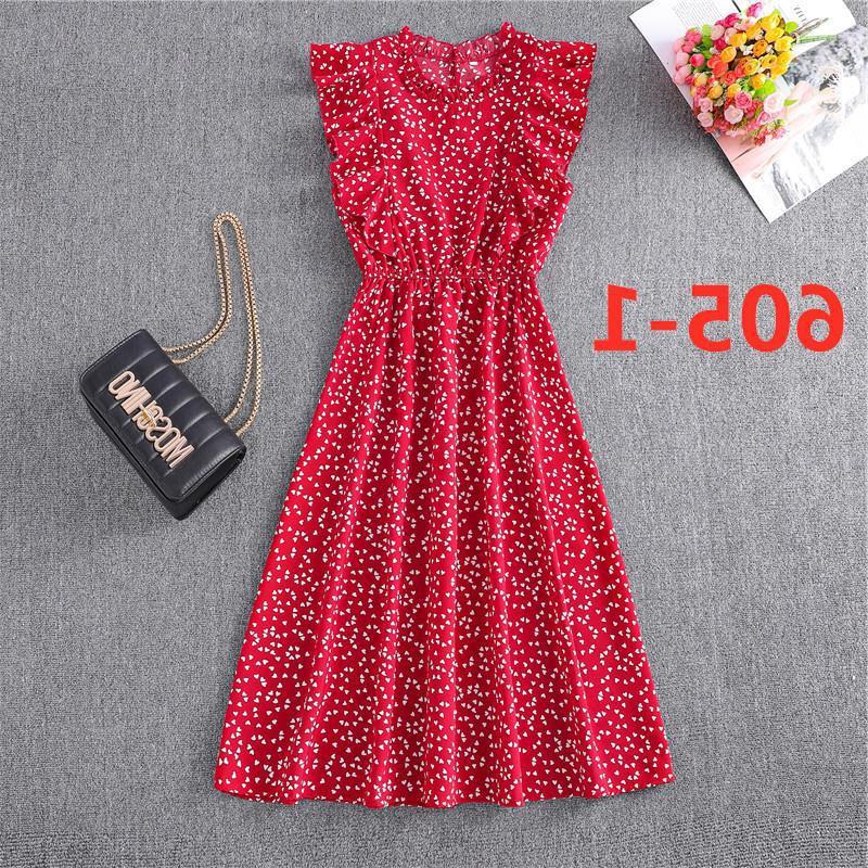 Summer 2023 Women's Polka Dot Chiffon Dress - Loose, Versatile, European and American Style, Mid-Length.