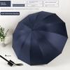 Large Thickened Windproof Reinforced Umbrella for Heavy Rain with Logo, Foldable Dual-Use Black Coating for Sun Protection and Uv Protection