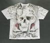 New European and American Men's Summer Skull Letter Print Comfortable and Breathable Round Neck T-shirt Outdoor Street Top